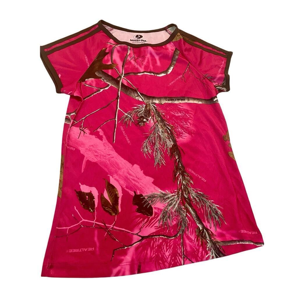 REAL TREE T-SHIRT HOT PINK CAMOUFLAGE SZ S WICKING PERFORMANCE CAMO HUNTING